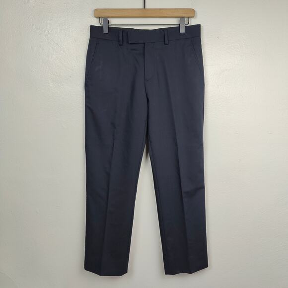 Louis Vuitton Uniform‎ Wool Trousers Mens 46 US 28 Navy Blue Straight Pants FLAW - Picture 1 of 9